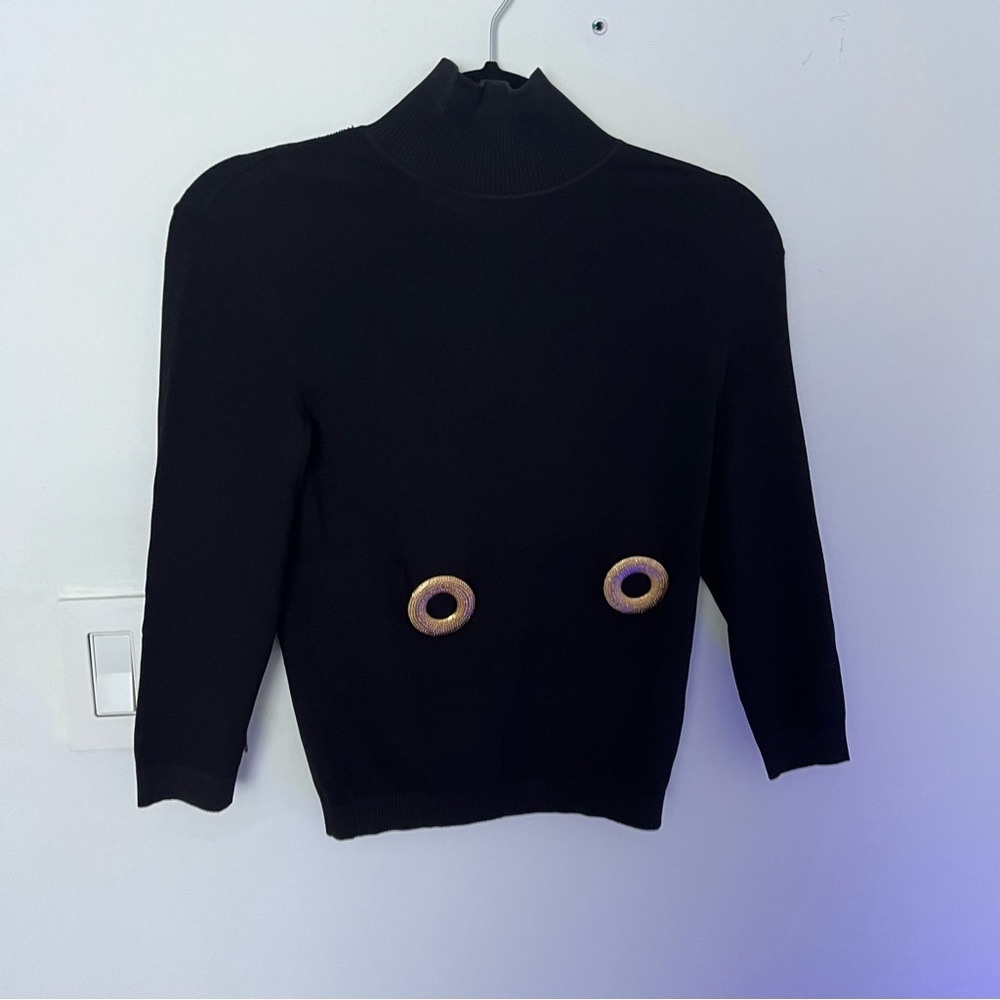 Valentino Vintage high neck black top Sz XS